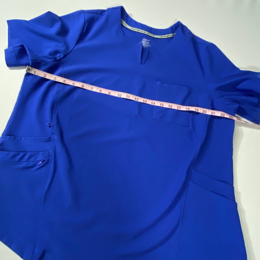 Womens 2X ClimateRight By Cuddl Duds Scrub Top and Bottom Set Royal Blue Short S